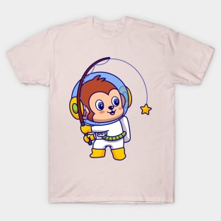 Monkey Astronaut Fishing Star T-Shirt